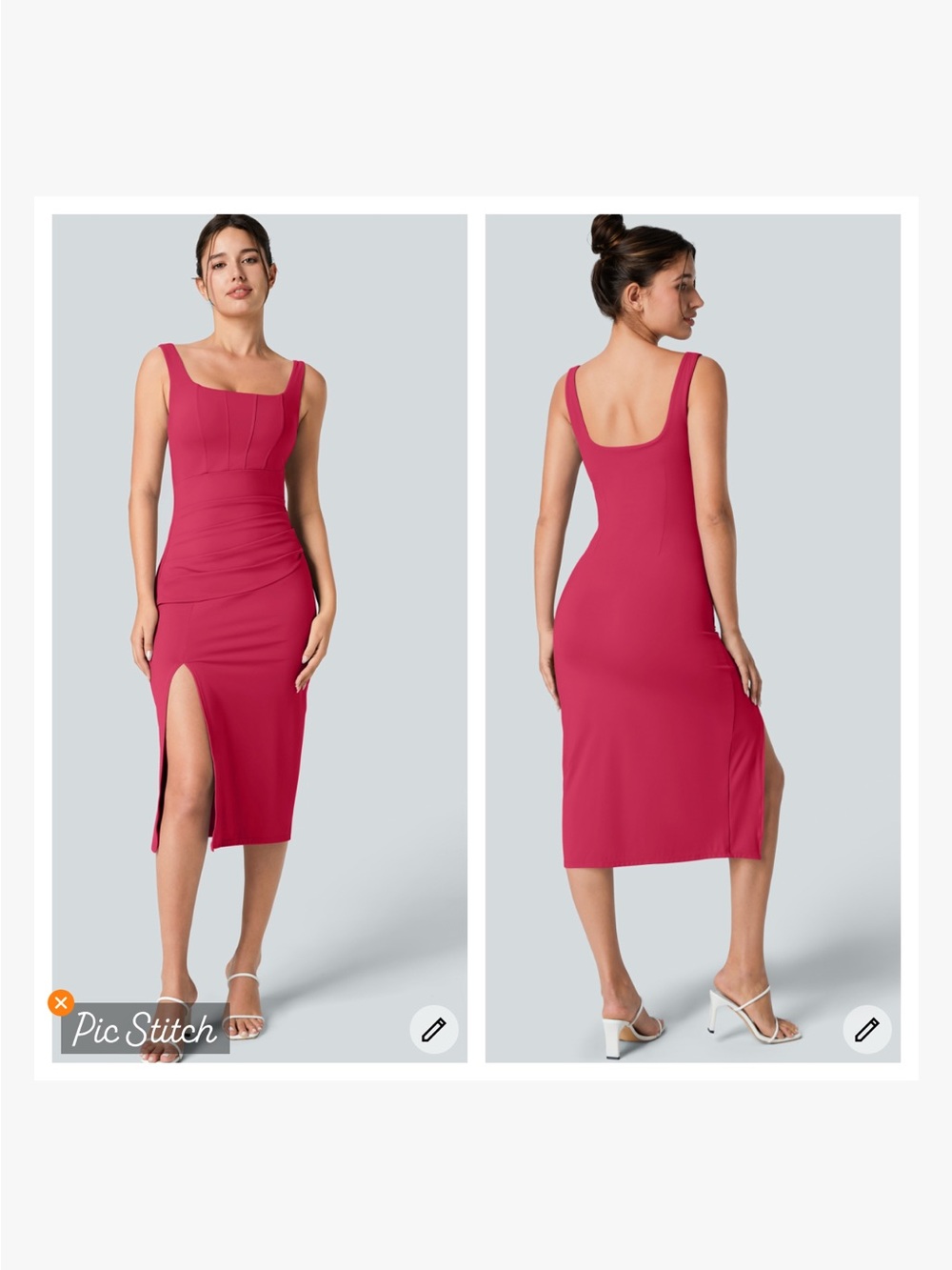 Halara Softlyzero Airy Ruched Bodycon Midi Dress Red